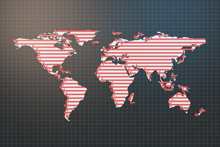 World map composed by arrows