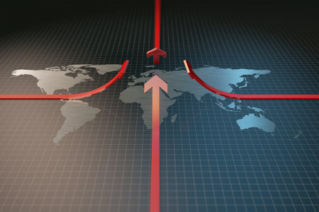 World map and arrowの写真素材