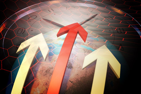 Global success arrow and timeの写真素材