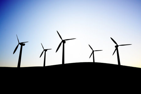 Silhouette of a windmill
