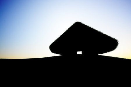 A silhouette of a small houseの写真素材