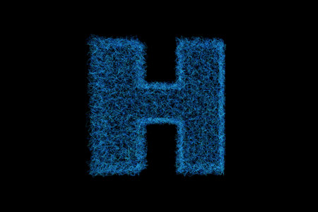 An English alphabet, blue technology line boxの写真素材