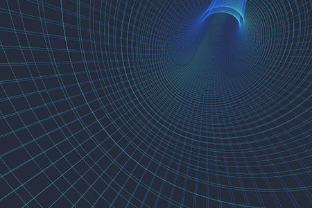 Seamless background of space time frame tunnelの写真素材