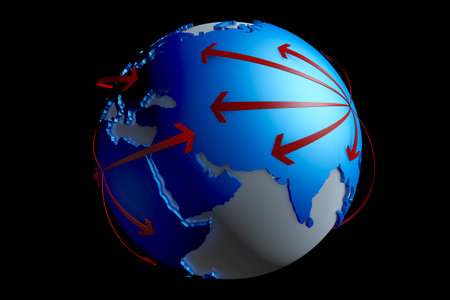 Globe and arrow, the success of the arrow, the earth