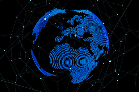 Digital technology of the earth, science and technology of the earthの写真素材