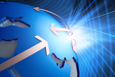 Globe and arrow, the success of the arrow, the earthの写真素材