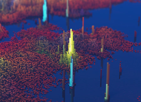 Art styles of polygonal shapes, mountains and valleysの写真素材