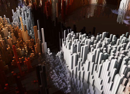 Art styles of polygonal shapes, mountains and valleysの写真素材