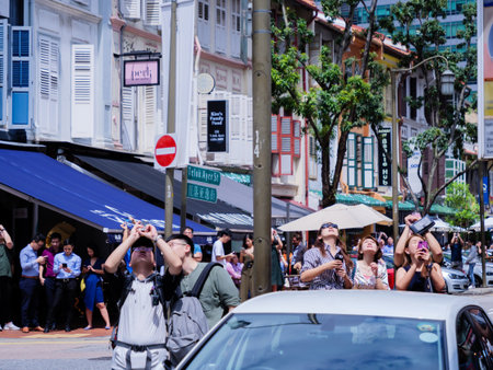 SINGAPORE â€“ 26 DEC 2019 â€“  Crowd of onlookers in the Central Business District (CBD)...