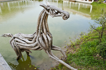 Trees bending a horseの写真素材