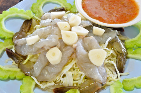 Fresh shrimp seafood, Eat with a spicy sauce sour taste, Thai-styleの写真素材