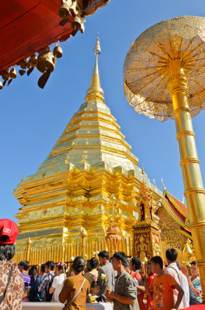 CHIANG MAI, THAILAND - OCTOBER 30, 2012  End of Buddhist Lent  Buddhists in Thailand religious rites  In the area round Phra That Doi Suthep templeのeditorial素材