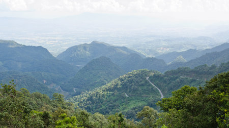 Scenic view of nature on the hill  Ang Khang mountains  Chiang Mai  Thailandの写真素材