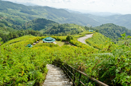 Doi Mae U Ko, Scenic mountain peaks  Mae Hong Son, Northern Thailand の写真素材