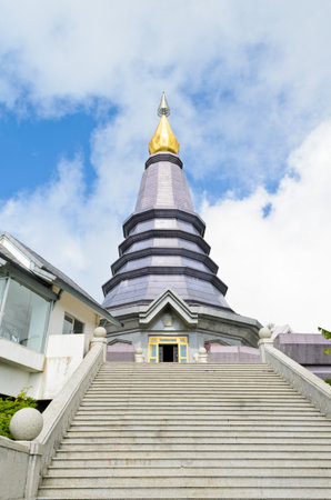 Phra Mahathat Napapolphumisiri temple on Doi Intanon mountain, Chiang Mai, Thailand の写真素材