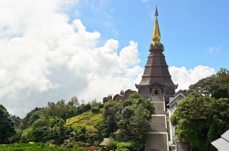 Phra Mahathat Napametanidon temple on Doi Intanon mountain, Chiang Mai, Thailand の写真素材