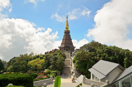 Phra Mahathat Napametanidon temple on Doi Intanon mountain, Chiang Mai, Thailand の写真素材