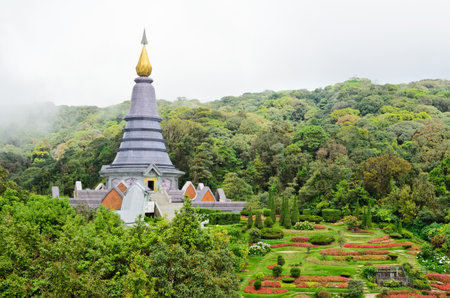 Phra Mahathat Napapolphumisiri temple on Doi Intanon mountain, Chiang Mai, Thailand の写真素材