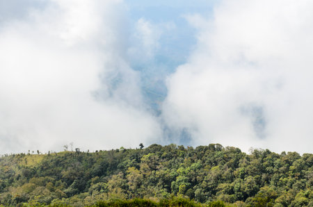 High angle view of the sky and clouds over the mountain ridge