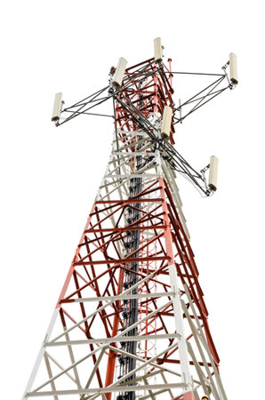 Communications Tower isolated on whiteの写真素材