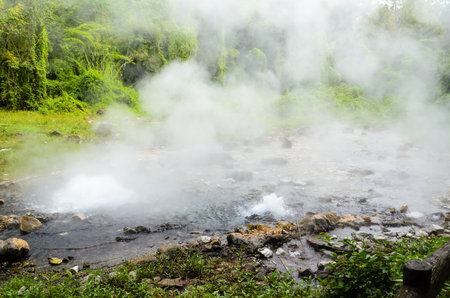 Spring hot water nature attractions in Chiang Mai, Thailand.の写真素材
