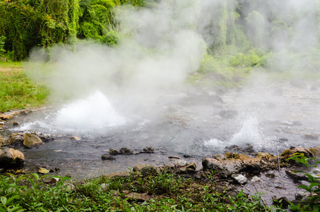 Spring hot water natural attractions in Chiang Mai, Thailand.の写真素材