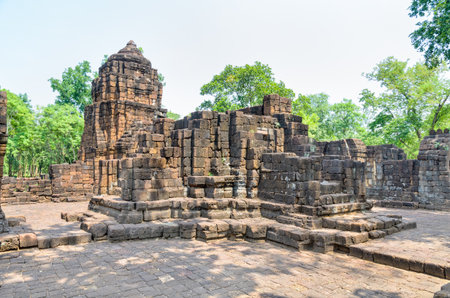 Prasat Mueang Sing Historical Park, Remains buildings of the ancient Khmer style temple attraction famous cultural in Sai Yok District, Kanchanaburi Province, Thailandのeditorial素材