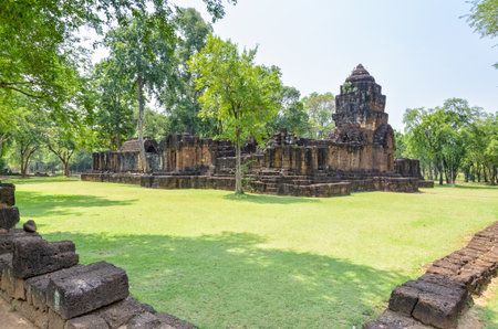 Prasat Mueang Sing Historical Park, Remains buildings of the ancient Khmer style temple attraction famous cultural in Sai Yok District, Kanchanaburi Province, Thailandのeditorial素材
