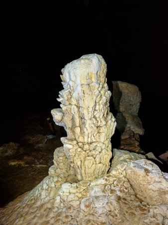 Beautiful nature of stalactite and stalagmite in Crocodile Cave on Koh Tarutao island at Tarutao National Park  in Tarutao National Park, Satun Province, Thailandの写真素材