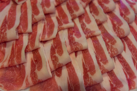 Pork raw sliced set for shubu.の写真素材
