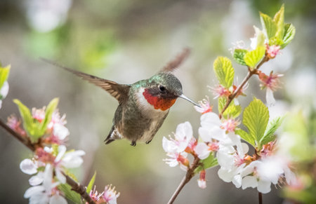 Hummingbird Next to Flowers