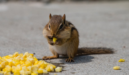 Chipmunk Eating Corn