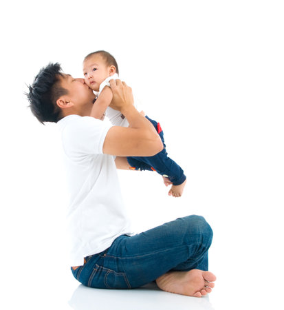 Asian father and sonの写真素材