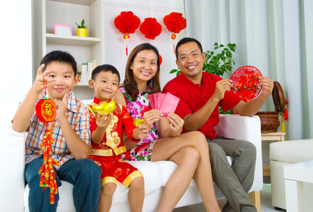 Asian family celebrate chinese new yearの写真素材