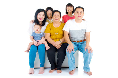 Beautiful asian 3 generations familyの写真素材