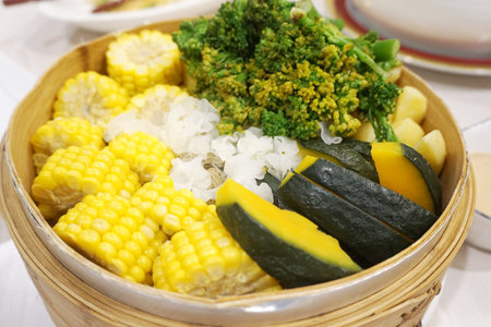 Close up of healthy, vegetarian broccoli stir fryの写真素材