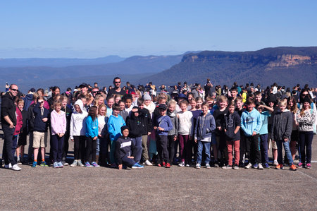 Katoomba, Australia June 5, 2017 : Tourist in Echo point, Katoomba one of attraction in Blue mountain national park on 5 June 2017.のeditorial素材