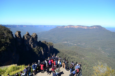 SYDNEY-AUGUST 13:People enjoy view of Blue mountain in Sydney ,Australia on 13 August 2017 .Blue mountain is one of the most popular place in Sydney .のeditorial素材