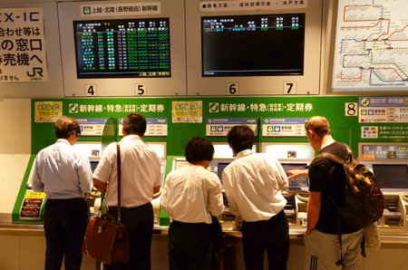 TOKYO, JAPAN -30 May 2018- Unknown Passengers Purchase The Train Ticket from Automatic Vending Machine at Tokyo Yotsuya subway system.のeditorial素材