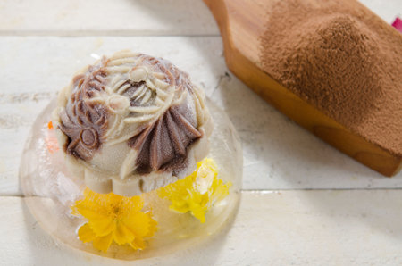 Ice Mooncake ,Chinese mid autumn festival food.