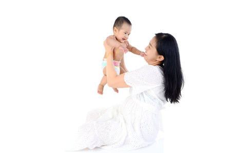 Asian mother with his cute son