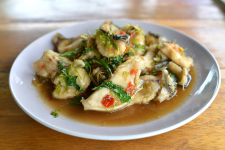 Thai Stir-fried Spicy Catfishの写真素材