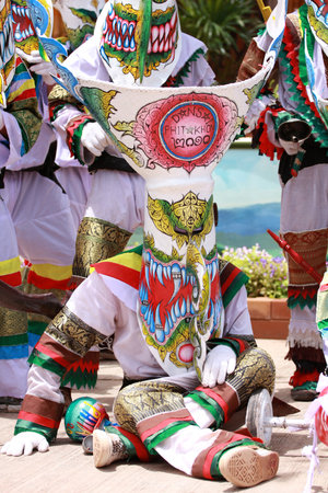 Loei, Thailand - June 12, 2010  Ghost Festival  Phi Ta Khon  is a type of masked procession...