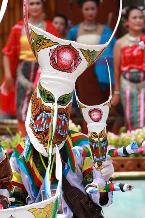 Loei, Thailand - June 12, 2010  Ghost Festival  Phi Ta Khon  is a type of masked procession celebrated on Buddhist merit- making holiday known in Thai as Boon Pra Wate  at Loei province のeditorial素材
