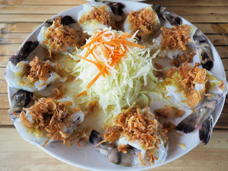 Shrimps in fish sauce so spicy in the dinner, Thai dish, Thai food, Sea foodの写真素材