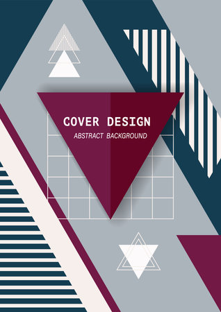 Cover template design with geometric memphis modern style. Abstract background art for using A4, A1, wallpaper, banner, poster and other users in background.のイラスト素材