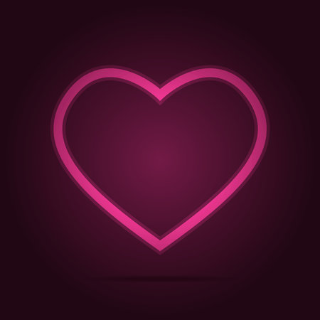 Heart symbol icon with neon pink outlined and fade opacity in dark pink gradient backgroundのイラスト素材