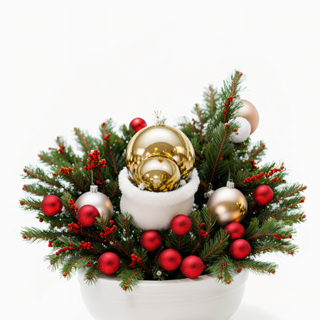 Christmas decoration on white background with copy space. New Year concept.の素材