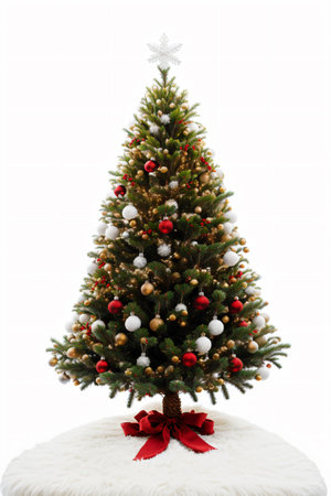 Christmas tree isolated on white background. Christmas and New Year concept.の素材