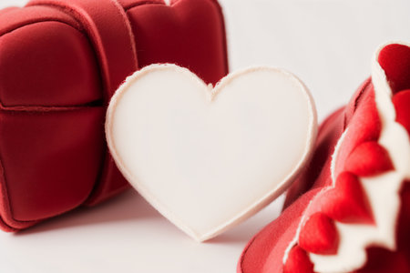valentine's day concept - red heart gift box on white backgroundの素材